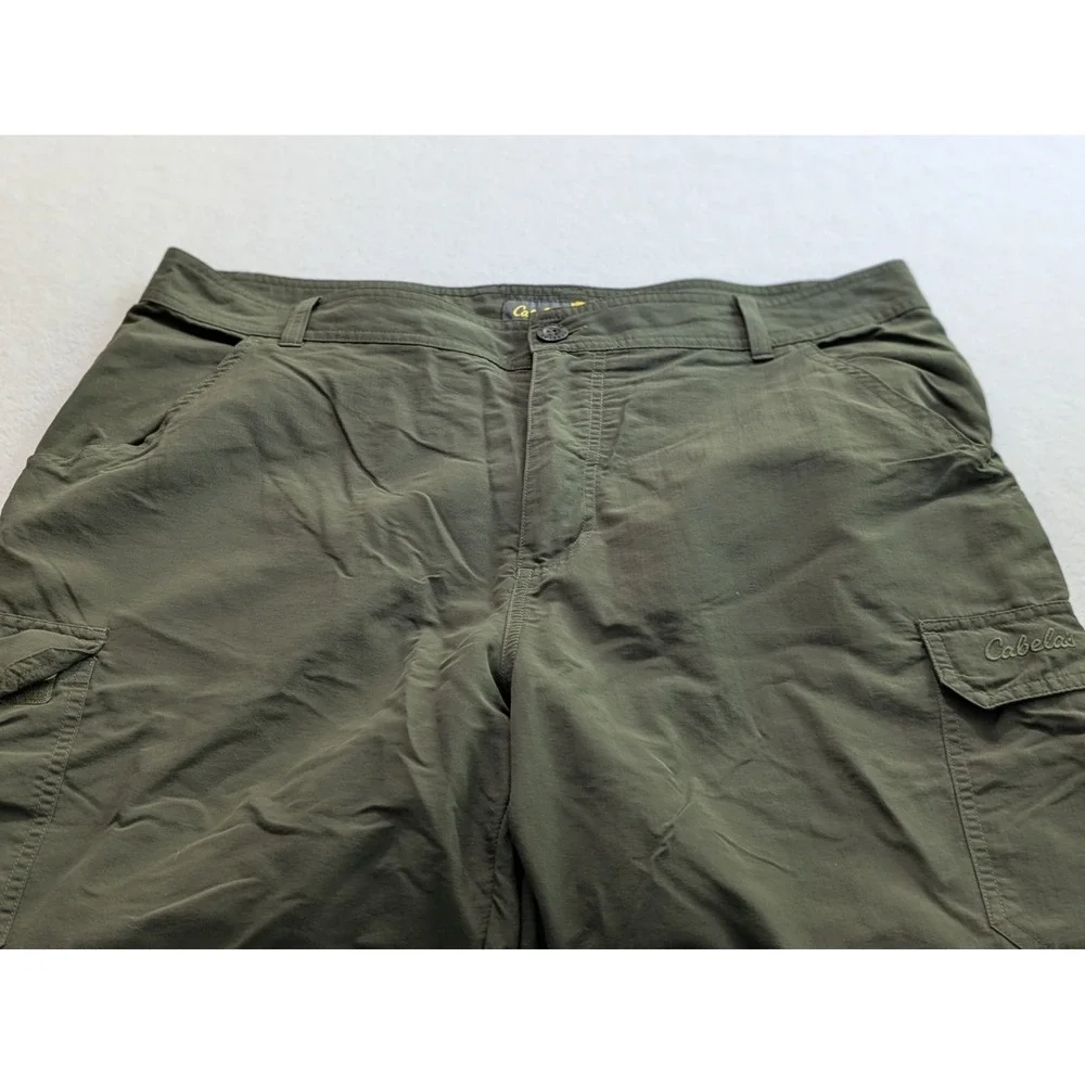 Cabelas Mens Convertible Pants 36x34 Green Lightweight Nylon Zip Off